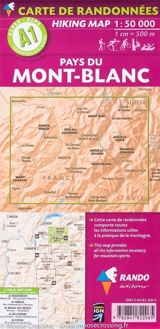 Carte de randonnée n° A1 - Mont Blanc | Rando éditions carte de randonnée Rando Editions