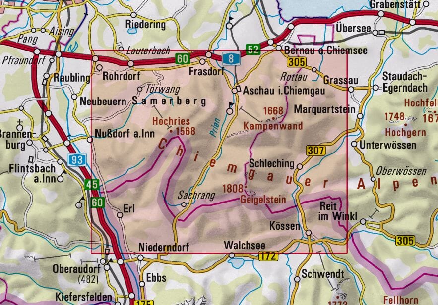 Carte de randonnée & ski n° BY17- Chiemgauer Alpen Ouest, Hochries, Geigelstein (Alpes bavaroises) | Alpenverein carte de randonnée Alpenverein