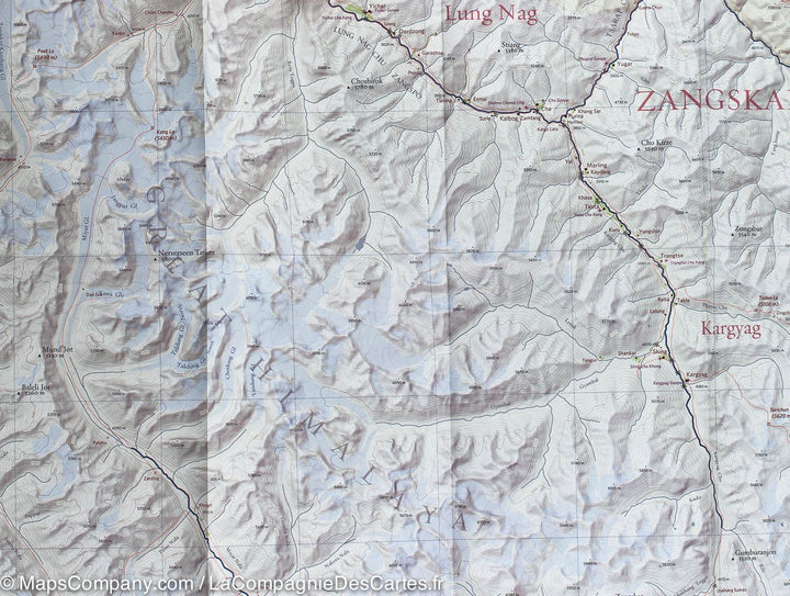 Carte de randonnée - Sud du Ladakh et du Zanskar (Inde) | Olizane carte de randonnée Olizane