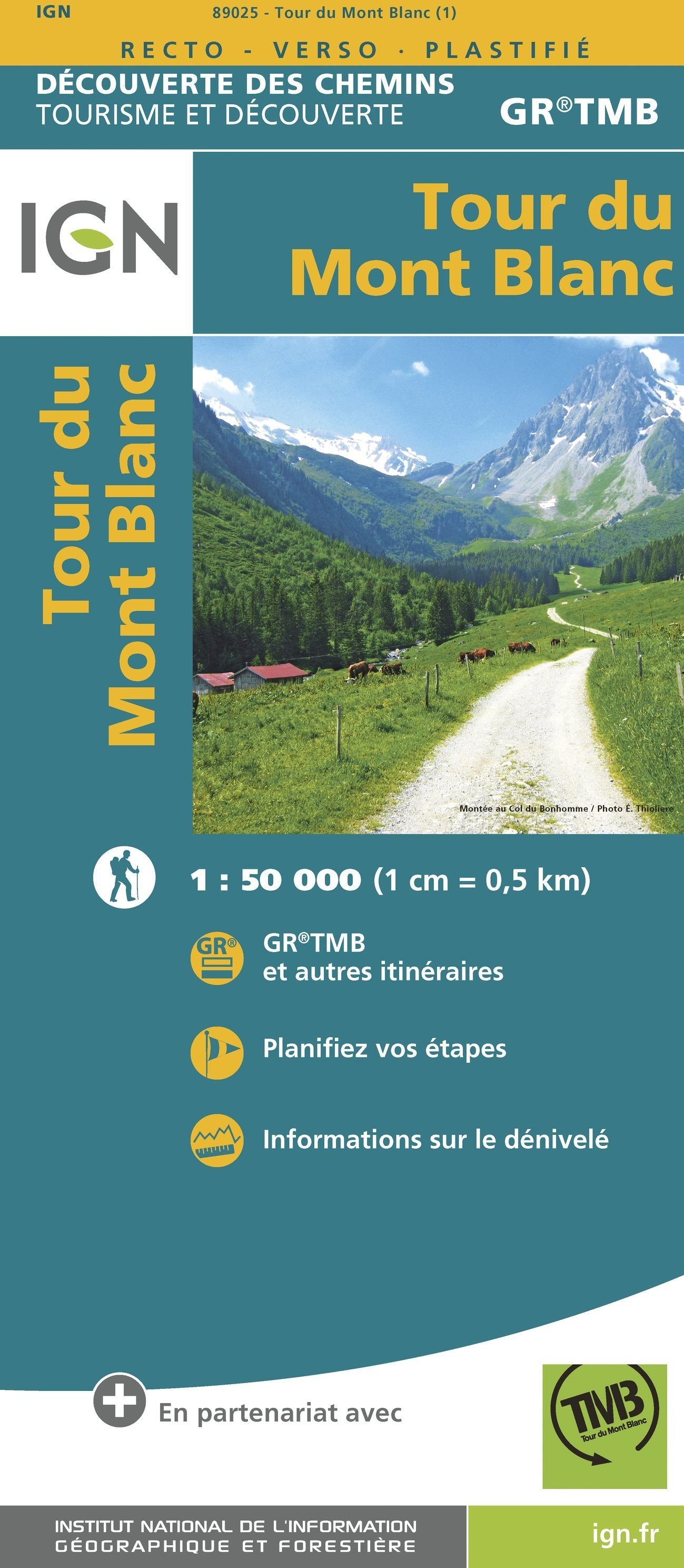 Carte de randonnée - Tour du Mont Blanc | IGN carte de randonnée IGN