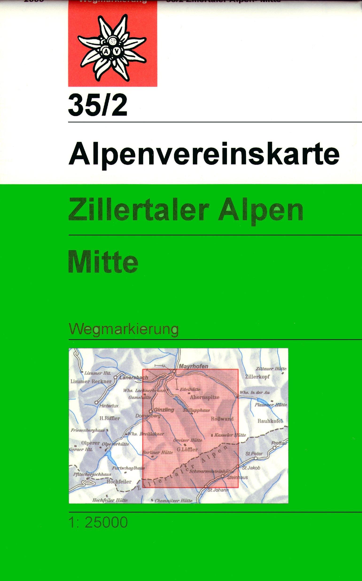 Carte de randonnée n° 35/2 - Zillertaler Alpen Centre (Alpes autrichiennes) | Alpenverein carte de randonnée Alpenverein Default Title