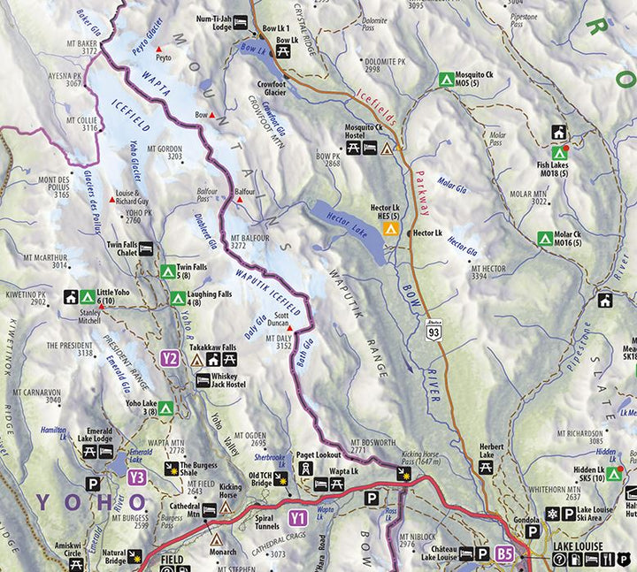 Carte de voyage - Banff, Yoho & Kootenay National Parks | Clark Geomatics carte de randonnée Clark Geomatics