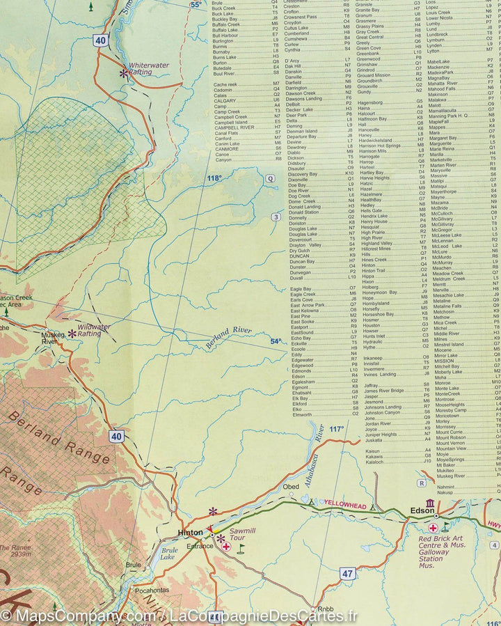 Carte de voyage - Colombie Britannique Sud (Canada) | ITM carte routière ITM