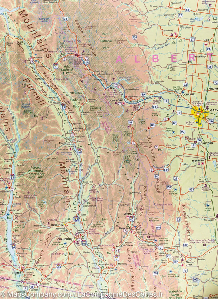 Carte de voyage - Colombie Britannique Sud (Canada) | ITM carte routière ITM