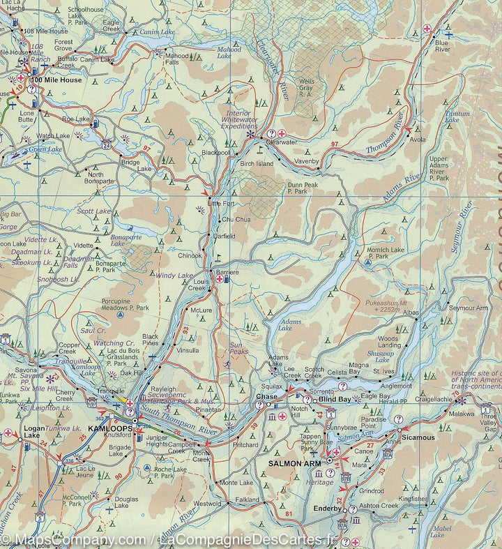 Carte de voyage - Colombie Britannique Sud (Canada) | ITM carte routière ITM