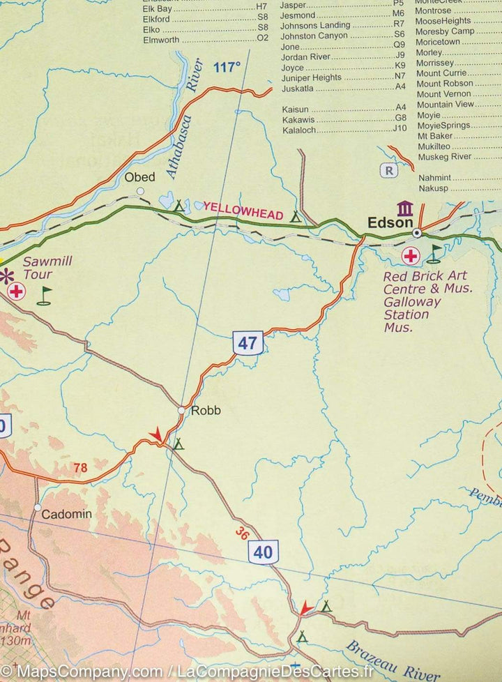 Carte de voyage - Colombie Britannique Sud (Canada) | ITM carte routière ITM