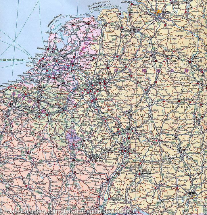 Carte de voyage - Europe : Routes et chemins de fer | ITM carte routière ITM