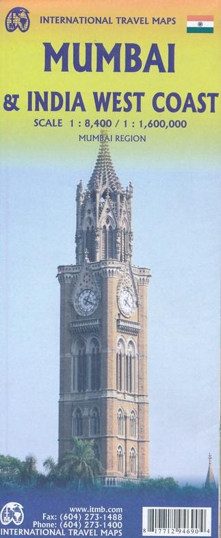 Carte de voyage - Inde : côte ouest & Plan de Bombay | ITM carte routière ITM