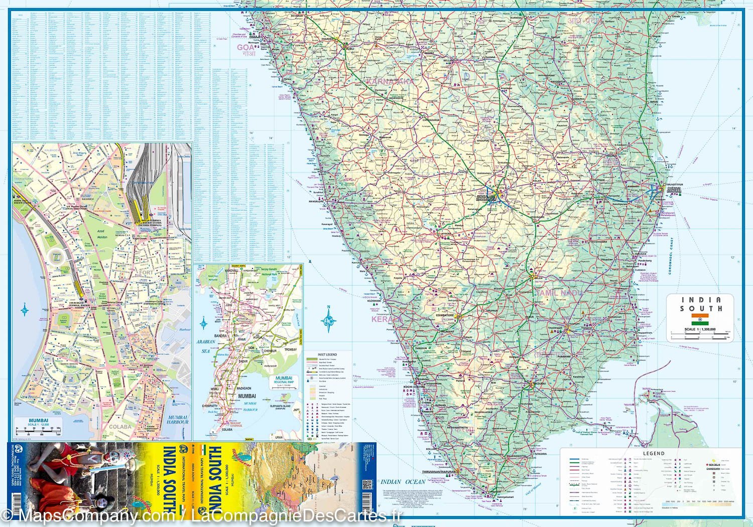Carte de voyage - Inde Sud | ITM carte routière ITM
