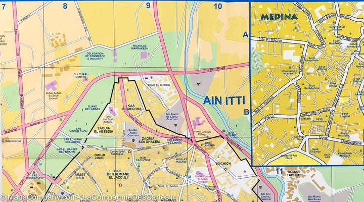 Carte de voyage - Maroc Nord & Plan de Marrakech | ITM carte routière ITM