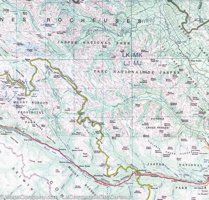 Carte de voyage - Parc National Jasper & Alberta Nord | ITM carte routière ITM