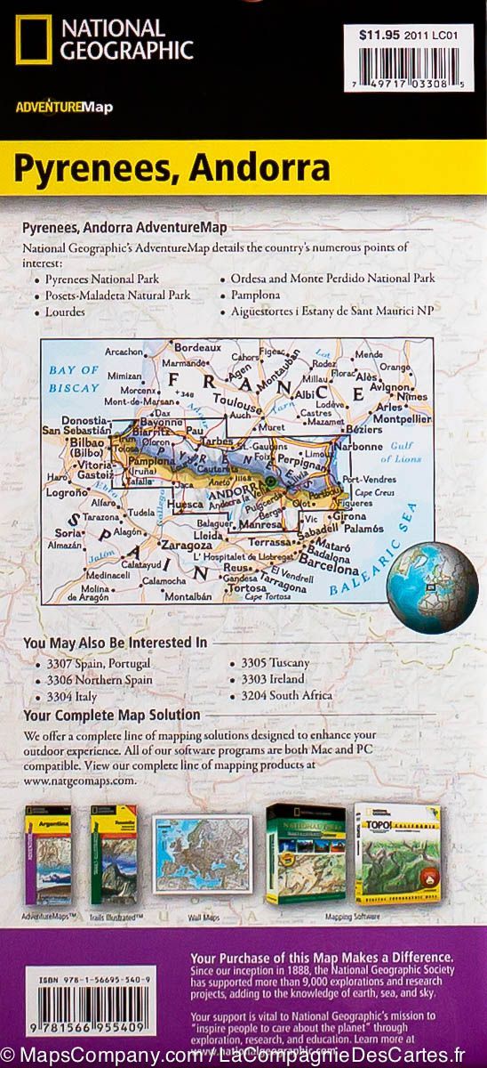 Carte de voyage - Pyrénées & Andorre | National Geographic carte routière National Geographic