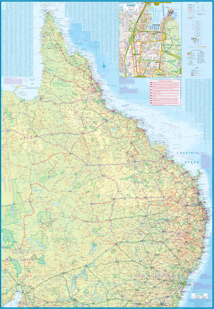 Carte de voyage - Queensland & Plan de Brisbane | ITM carte routière ITM