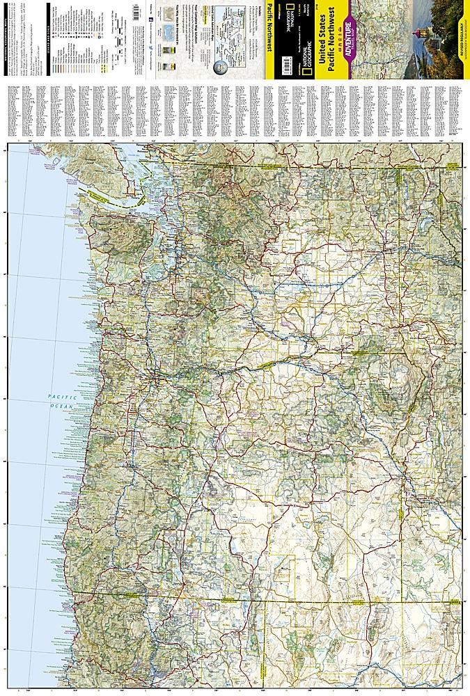 Carte de voyage - USA Pacific Nord Ouest | National Geographic carte routière National Geographic