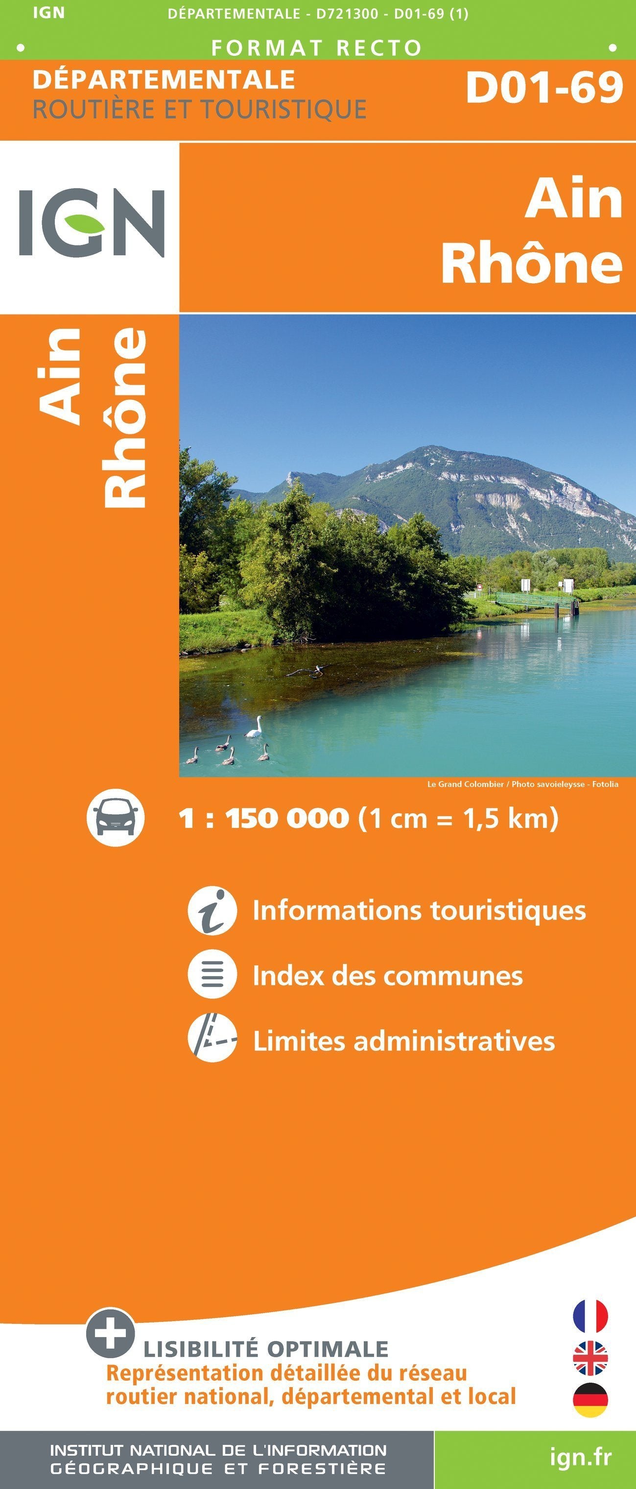 Carte départementale D01-69 - Ain & Rhône | IGN carte routière IGN Default Title