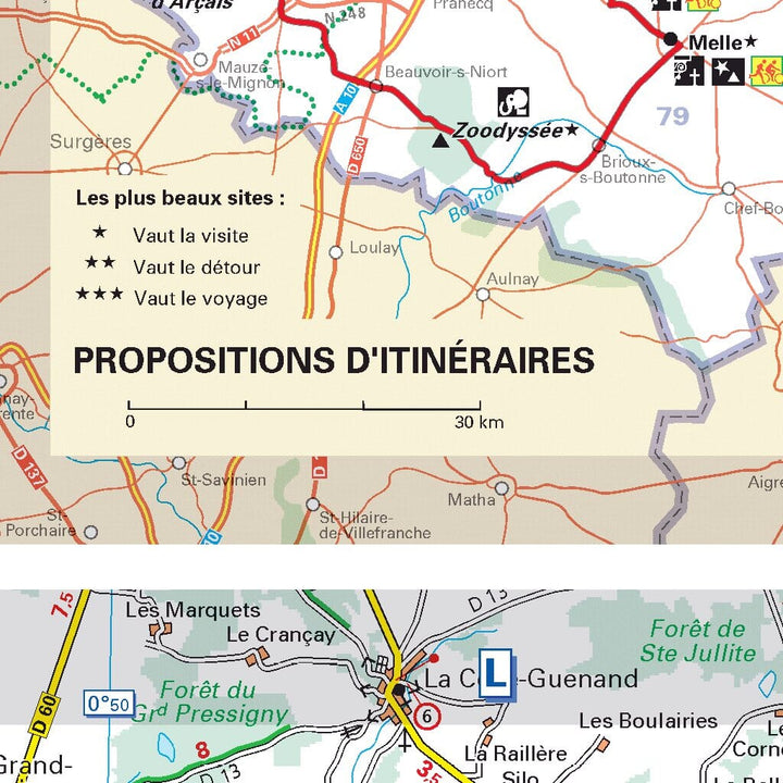 Carte départementale n° 322 - Deux-Sèvres & Vienne | Michelin carte routière Michelin
