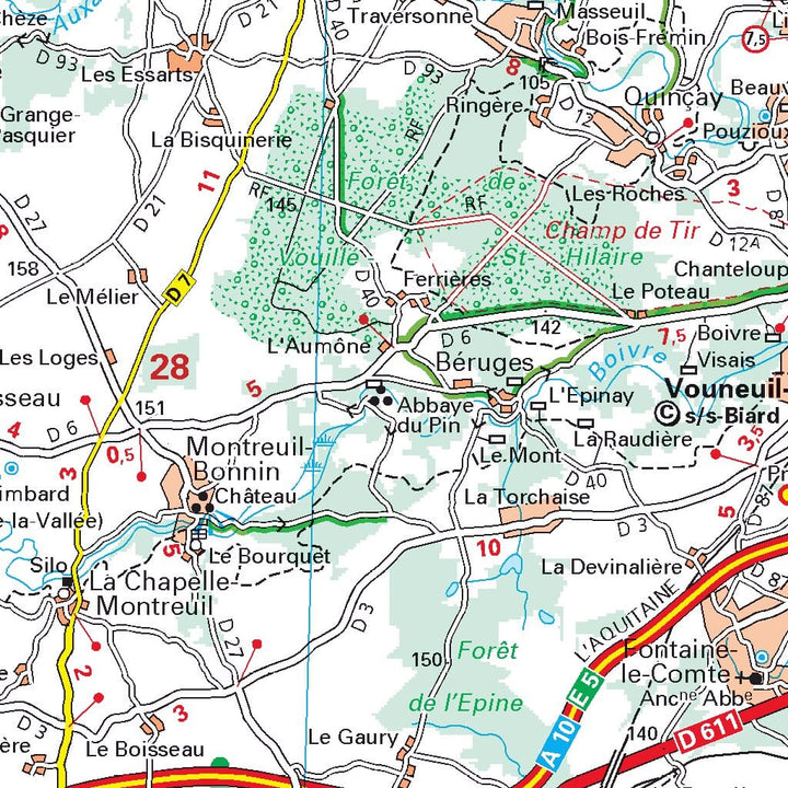 Carte départementale n° 322 - Deux-Sèvres & Vienne | Michelin carte routière Michelin