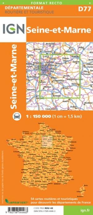 Carte départementale D77 - Seine-et-Marne | IGN carte routière IGN