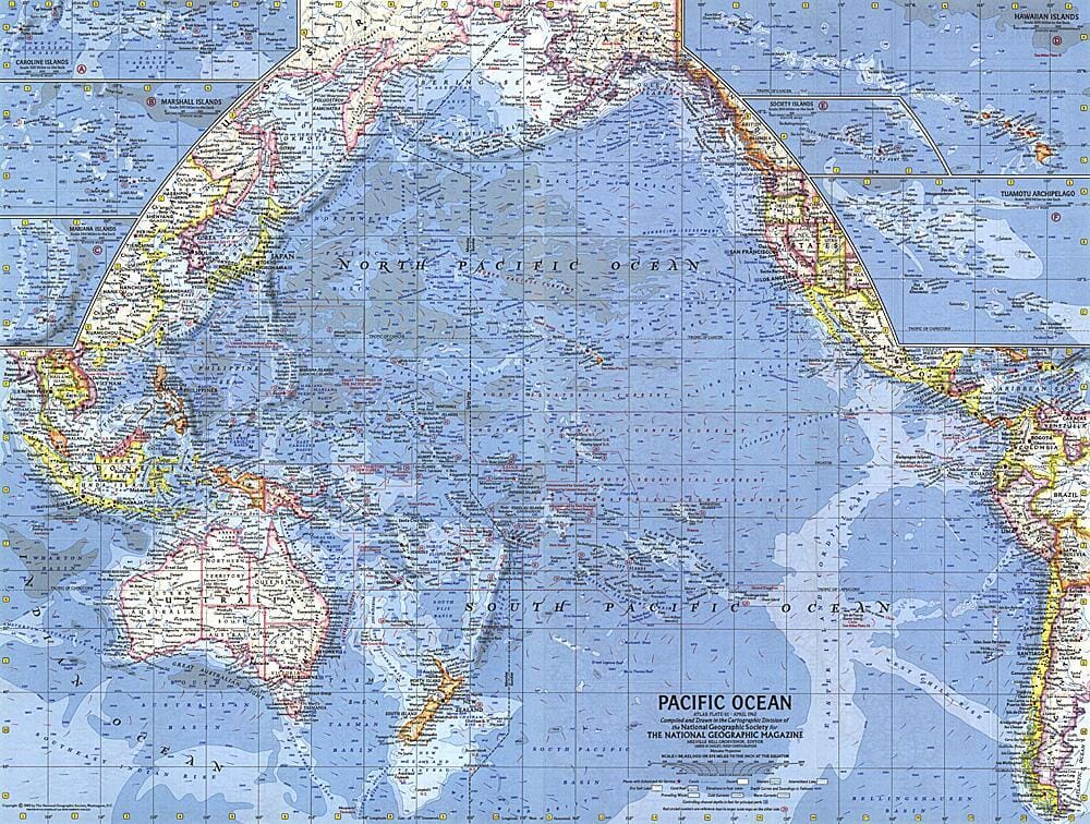 1962 Pacific Islands Map Wall Map