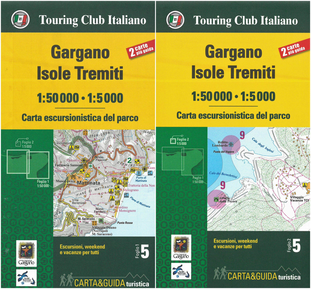 Carte détailée + guide - Gargano, Îles Tremiti (Pouilles) | Touring Club Italiano carte pliée Touring