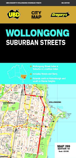 Carte détaillée - Wollongong Suburban Streets (Nouvelle Galles du Sud), n° 299 | UBD Gregory's carte pliée UBD Gregory's