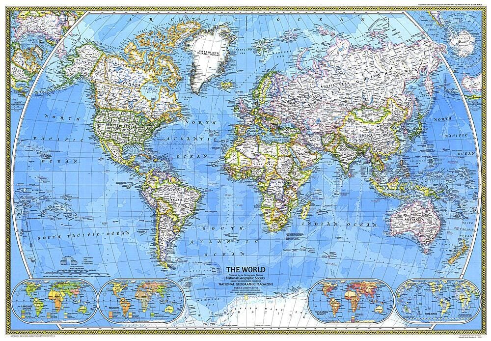 1981 World Map Wall Map