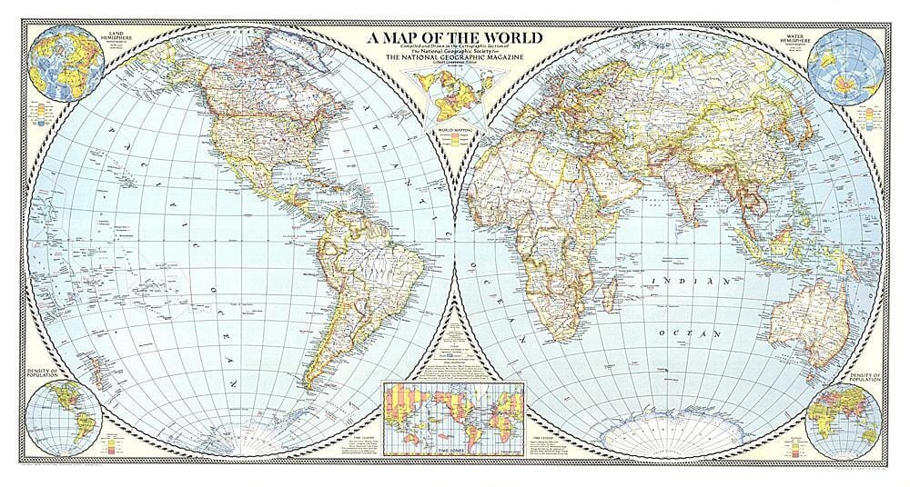 1941 World Map Wall Map