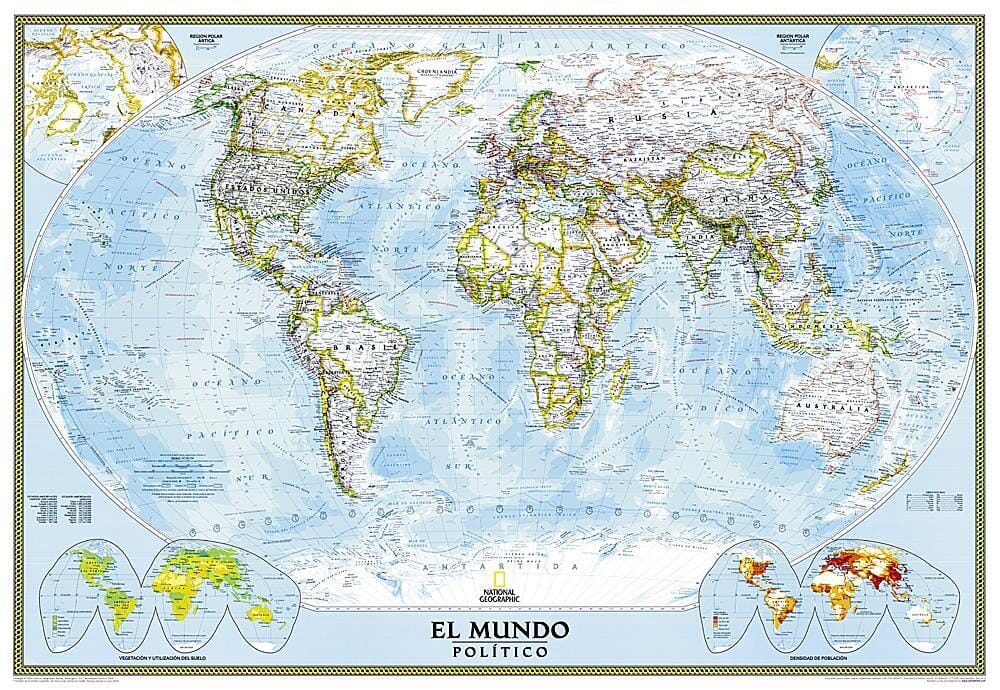 2005 World Classic Spanish Map Wall Map
