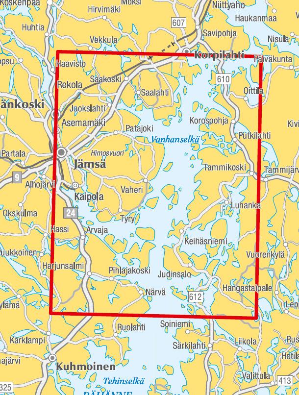 Carte marine n° 7 - Jämsä Luhanka Vanhanselkä (Finlande) | Karttakeskus carte routière Karttakeskus