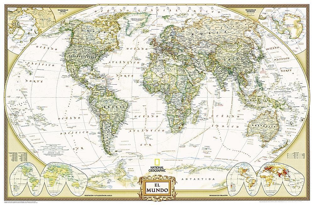 2005 World Executive Spanish Map Wall Map