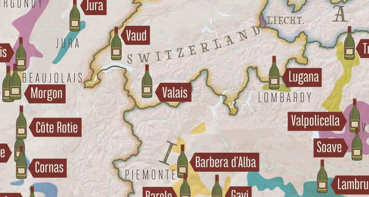 Carte murale à gratter (en anglais) - Les vins européens - 60 x 42 cm | Maps International carte murale roulée (en tube) Maps International