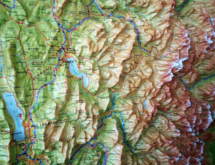 Carte murale en relief - Alpes & Vallée du Rhône - 80 x 113 cm | IGN carte en relief IGN