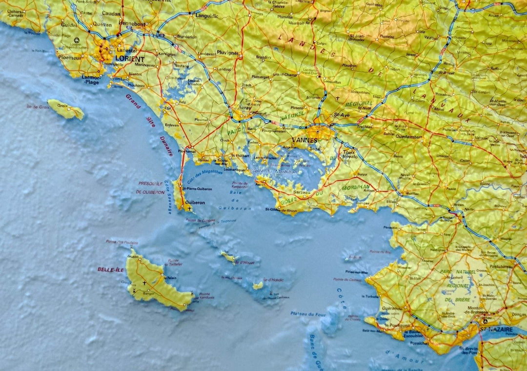 Carte murale en relief - Bretagne & Cotentin - 80 x 113 cm | IGN carte en relief IGN