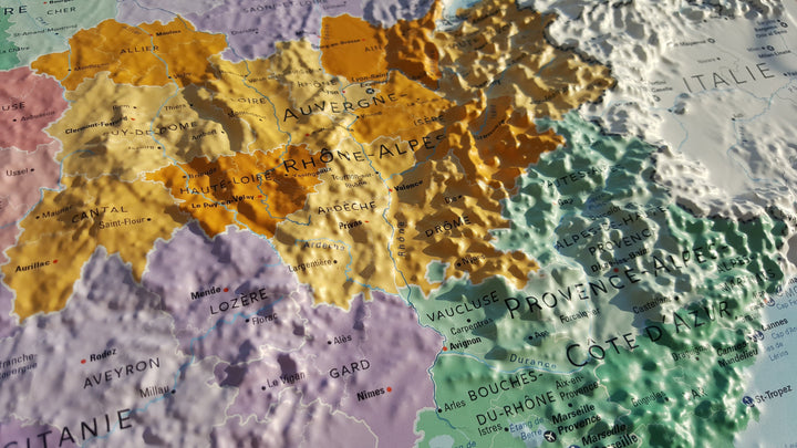 Carte murale en relief - France Administrative - 61 cm x 91 cm | 3D Map carte en relief 3D Map