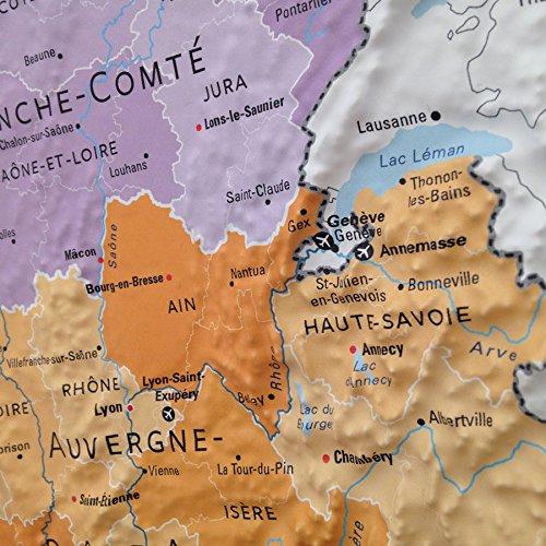 Carte murale en relief - France Administrative - 61 cm x 91 cm | 3D Map carte en relief 3D Map