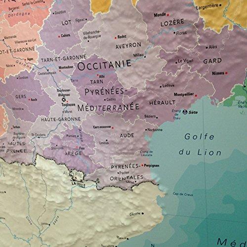 Carte murale en relief - France Administrative - 61 cm x 91 cm | 3D Map carte en relief 3D Map