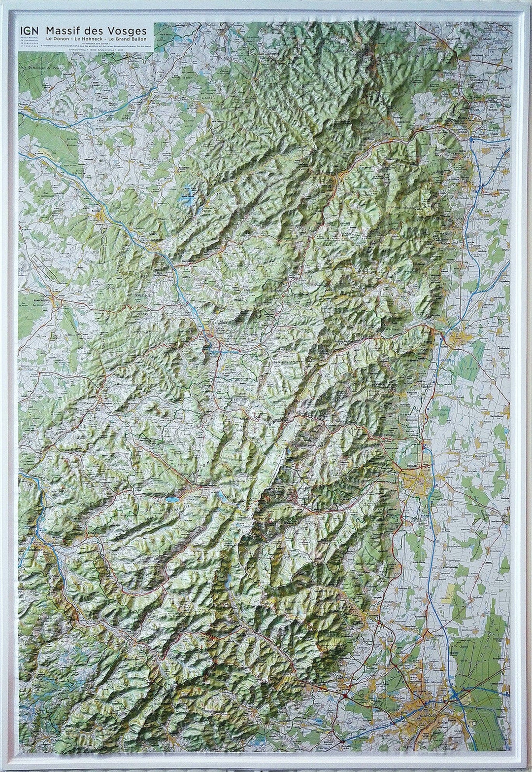 Carte murale en relief - Massif des Vosges - 80 x 113 cm | IGN carte en relief IGN