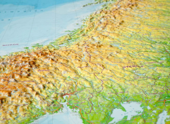 Carte murale en relief - Scandinavie (en anglais) - 77 x 57 cm | Georelief carte en relief Georelief