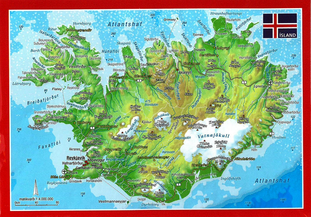 carte postale en relief (en anglais) - Islande | Georelief carte pliée Georelief