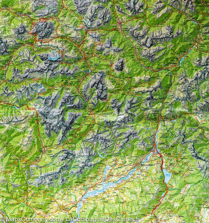 Carte routière et panoramique - Tyrol du Sud, Haut Adige & Dolomites | Tabacco carte de randonnée Tabacco