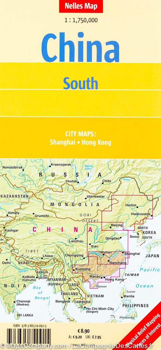 Carte routière imperméable - Chine Sud | Nelles Map carte routière Nelles Verlag