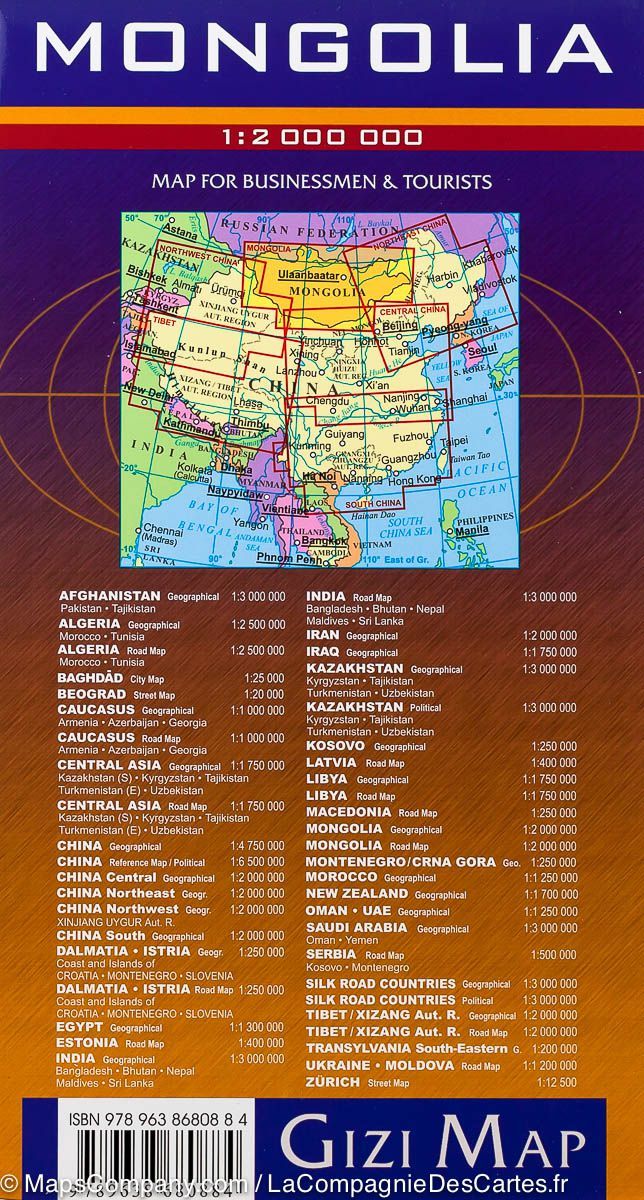 Carte routière - Mongolie | Gizi Map carte routière Gizi Map