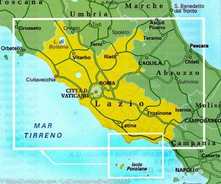 Carte routière n° 10 - Lazio / Latium (région de Rome) | Touring Club Italiano-1/200 000 carte routière Touring Club Italiano