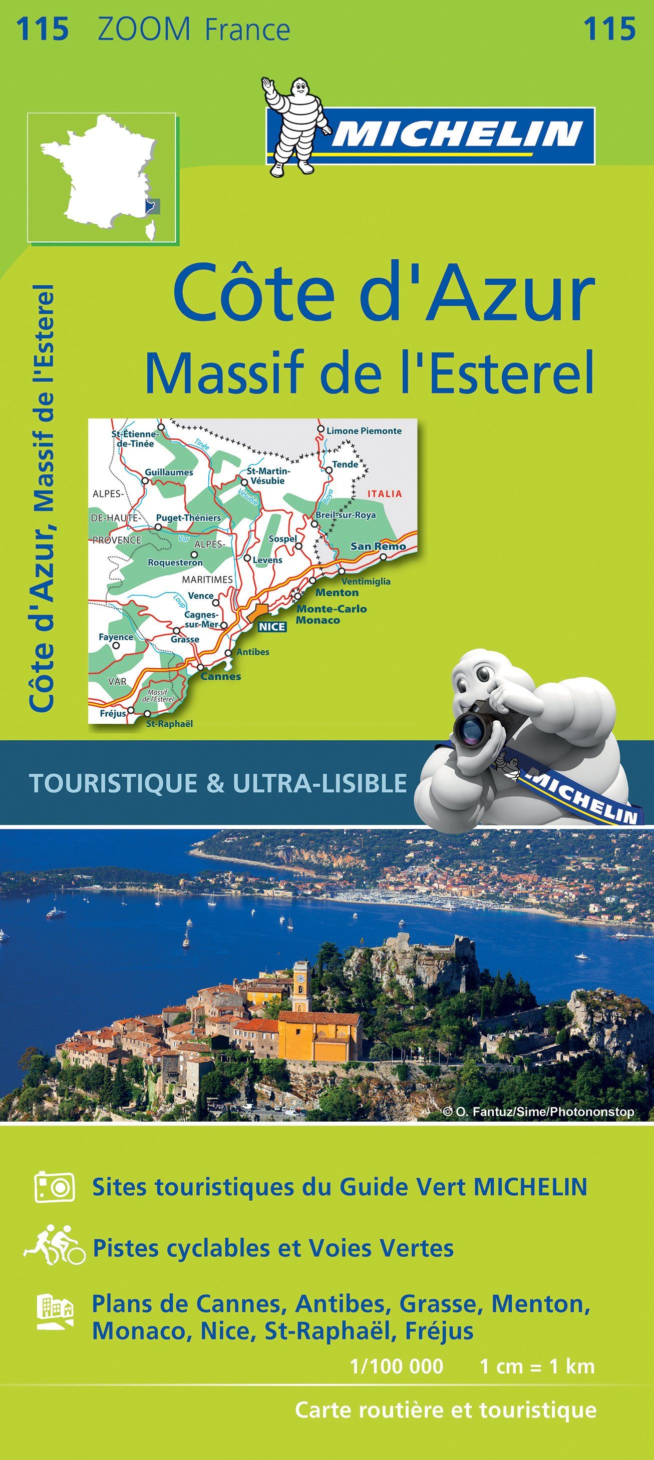 Carte routière n° 115 - Côte d'Azur & Massif de l'Esterel | Michelin - Zoom France carte routière Michelin