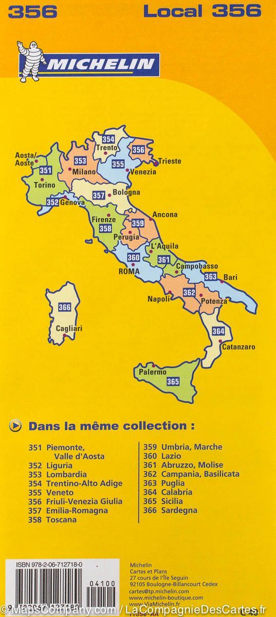 Carte routière n° 356 - Frioul-Vénétie Julienne (nord-est de l'Italie) | Michelin carte routière Michelin