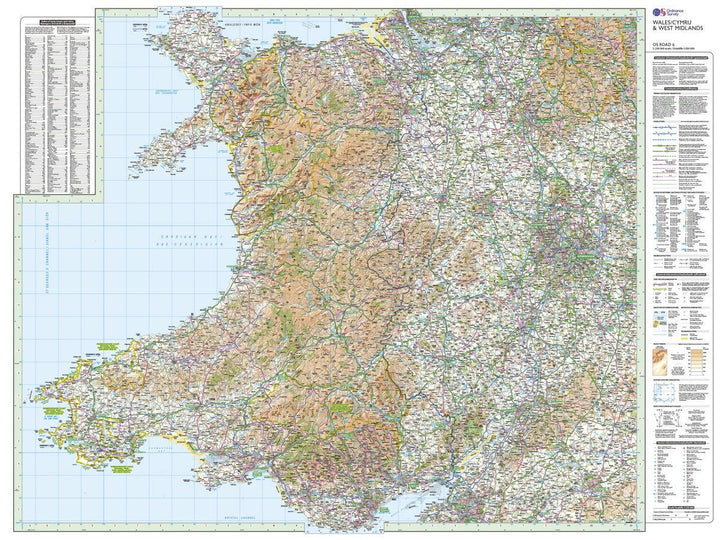 Carte routière n° 6 - Pays de Galles & Ouest des Midlands | Ordnance Survey - Road carte routière Ordnance Survey