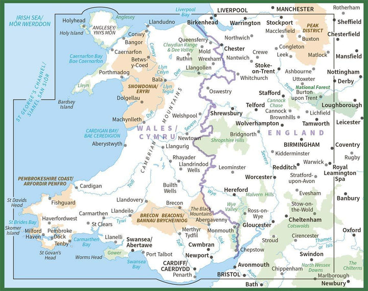 Carte routière n° 6 - Pays de Galles & Ouest des Midlands | Ordnance Survey - Road carte routière Ordnance Survey
