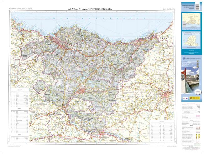 Carte routière provinciale n° 01 - Araba, Álava, Gipuzkoa, Bizkaia (Pays Basque, Espagne) | CNIG carte routière CNIG Default Title