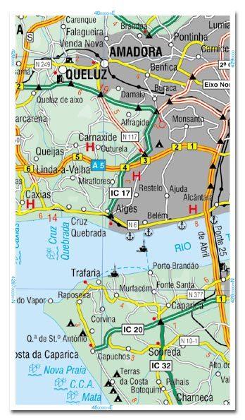 Carte routière régionale n° 4 - Côte de Lisbonne | Turinta carte routière Turinta