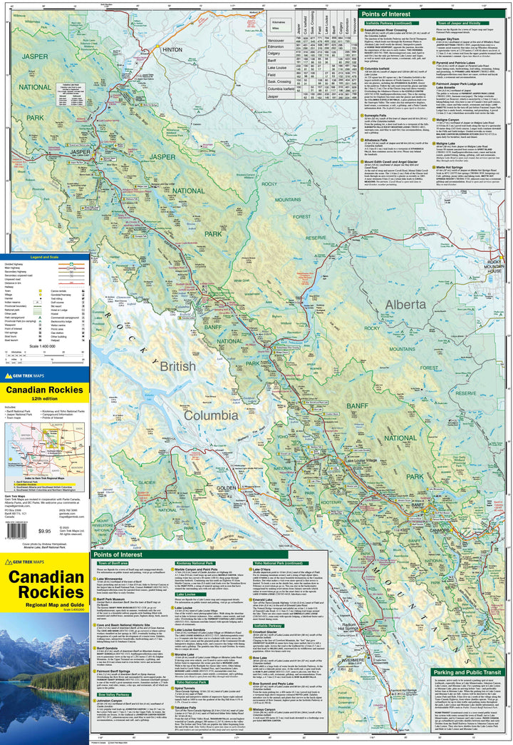 Carte routière - Rocheuses Canadiennes | Gem Trek carte routière Gem Trek Publishing